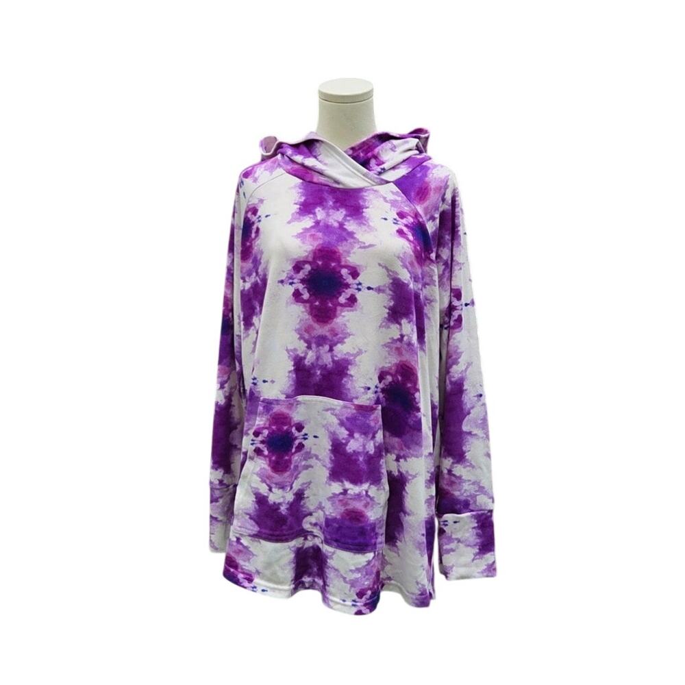 LuLaRoe Knit Sweater Purple White Tie Dye Pullover Cozy Womens Plus Size 2XL
